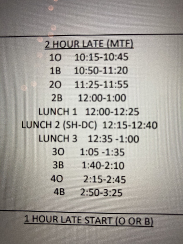 HS Two Hour Late Start Lennox Junior and Senior High